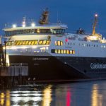 Caledonian MacBrayne ferry berthed at Stornoway Port &amp; Harbour, Isle of Lewis